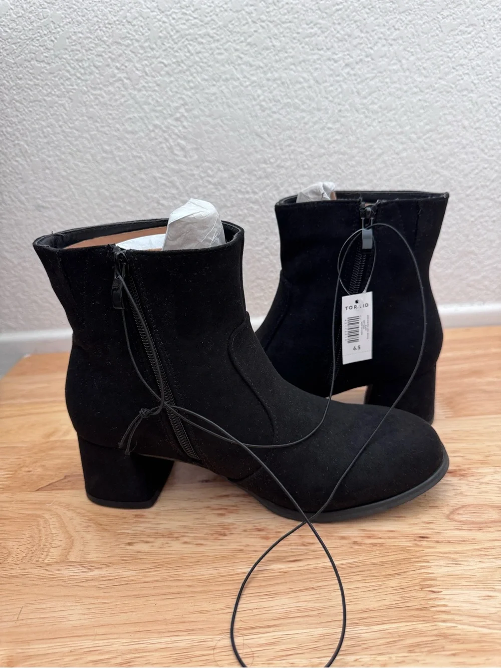 Torrid Classic Black Suede Ankle Boots with Block Heel 6.5WW